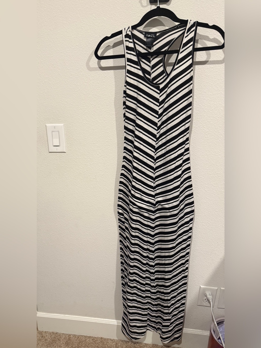 Rue21 Black & White Striped Racerback Maxi Dress